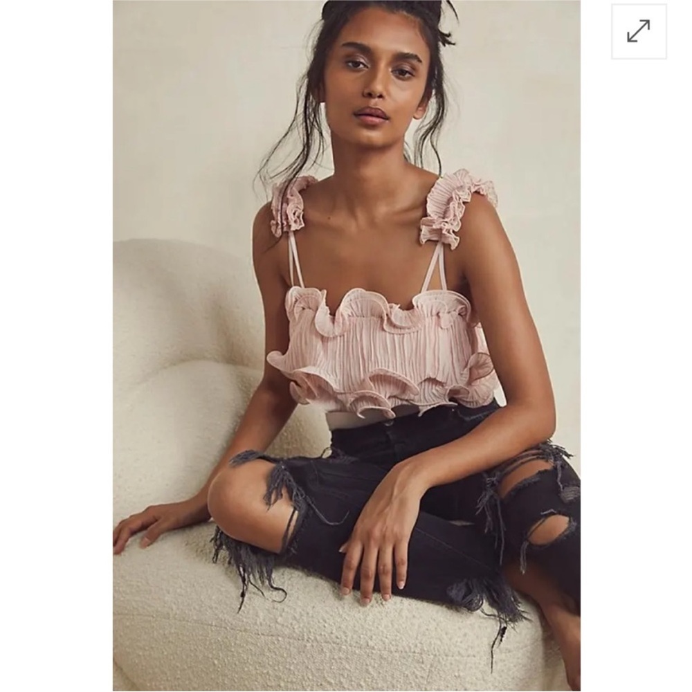 Free People Pink Ruffle Bodysuit